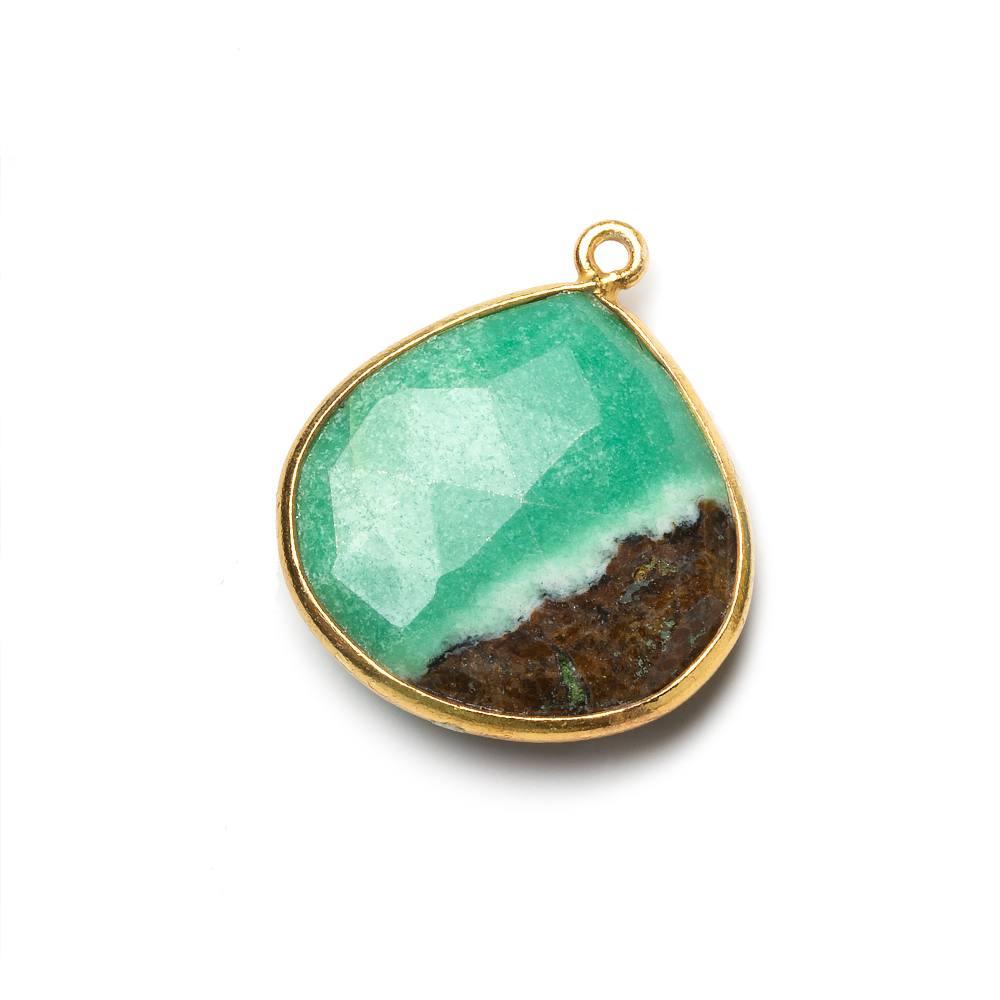 Vermeil Chrysoprase & Matrix faceted heart 1 ring Pendant 1 piece - The Bead Traders