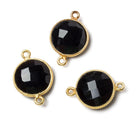 Vermeil Corrugated Bezel Black Chalcedony Coin Connector 1 piece - The Bead Traders