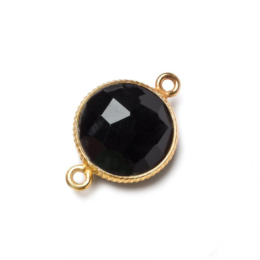 Vermeil Corrugated Bezel Black Chalcedony Coin Connector 1 piece - The Bead Traders