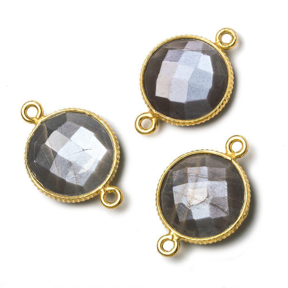 Vermeil Corrugated Bezel Chocolate Moonstone Coin Connector 1 Piece - The Bead Traders