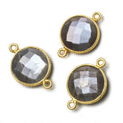 Vermeil Corrugated Bezel Chocolate Moonstone Coin Connector 1 Piece - The Bead Traders