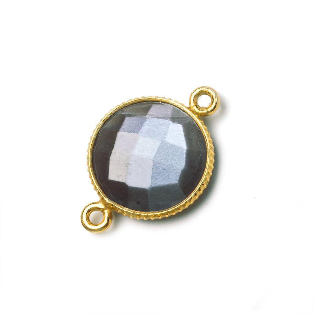 Vermeil Corrugated Bezel Chocolate Moonstone Coin Connector 1 Piece - The Bead Traders