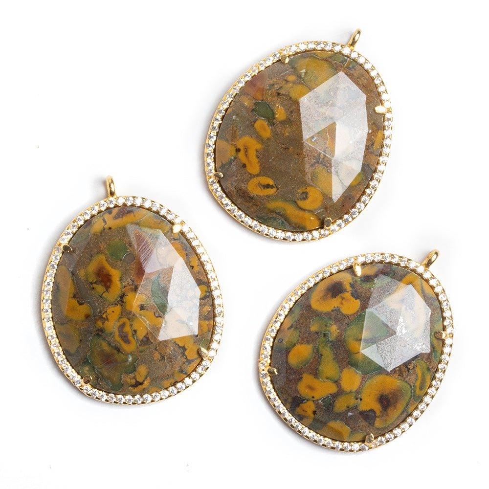 Vermeil CZ Bezel Camo Resin Oval Pendant - The Bead Traders