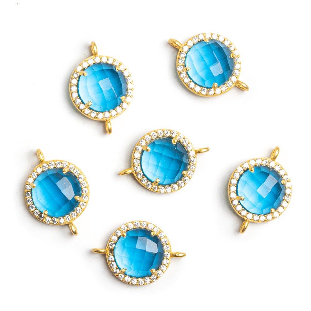 Vermeil CZ Bezel Clear Blue Resin Coin Connector - The Bead Traders