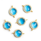 Vermeil CZ Bezel Clear Blue Resin Coin Connector - The Bead Traders