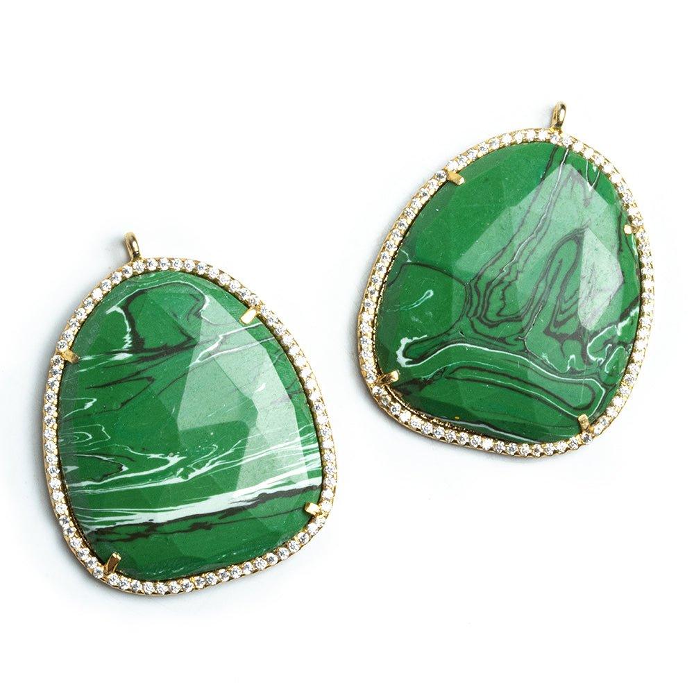 Vermeil CZ Bezel Green Resin Fancy Shape Pendant - The Bead Traders