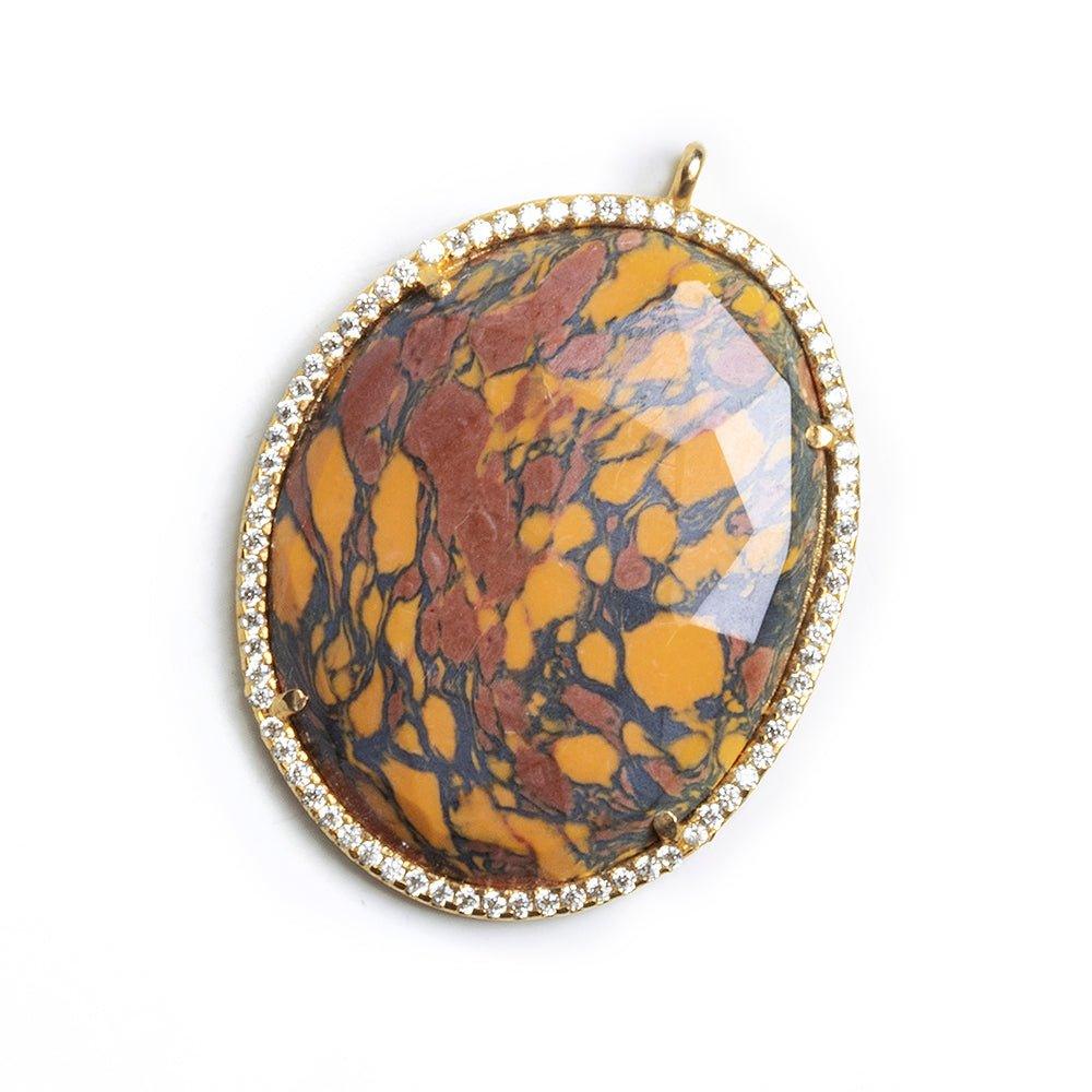 Vermeil CZ Bezel Multi Color Resin Oval Pendant - The Bead Traders