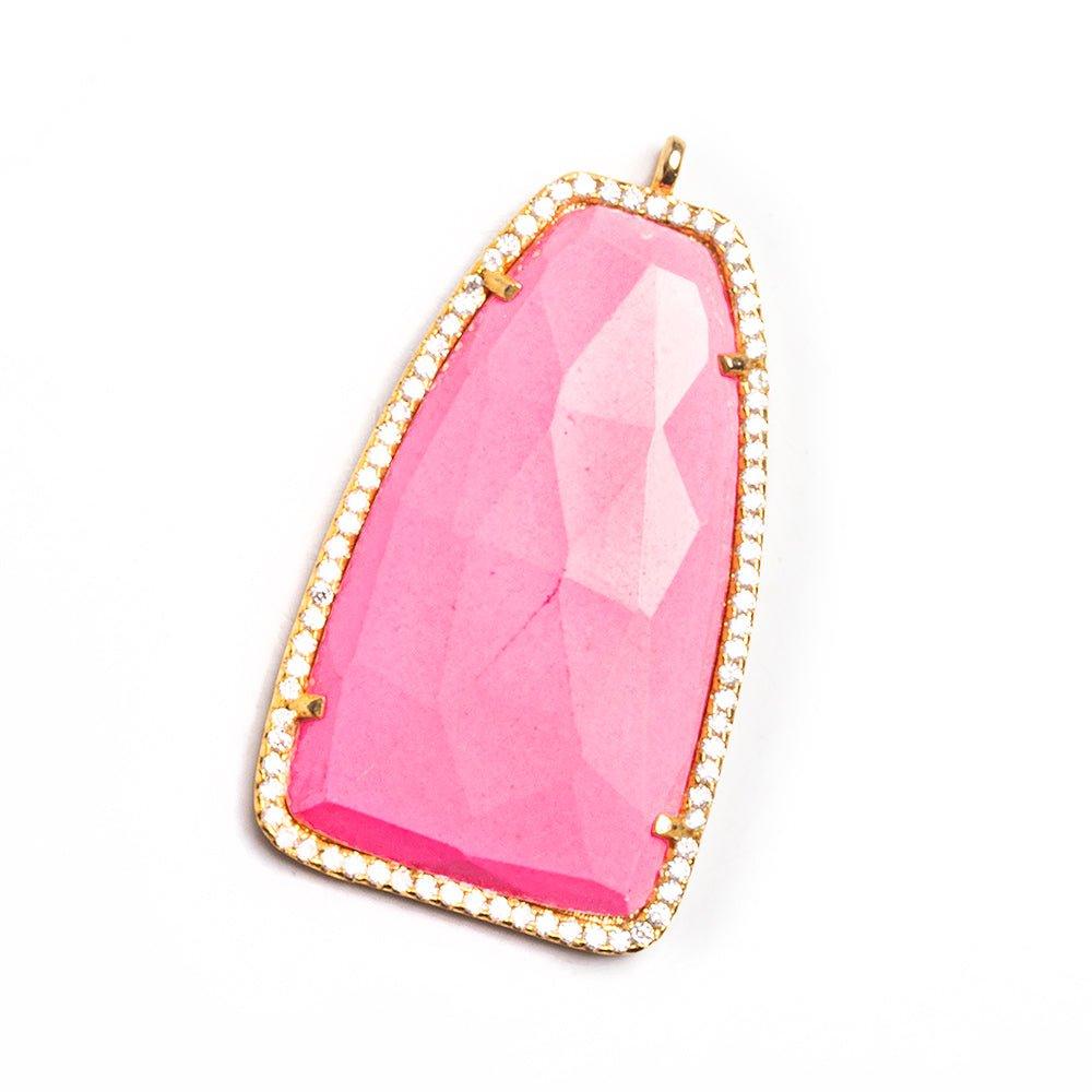 Vermeil CZ Bezel Pink Resin Fancy Shape Pendant - The Bead Traders