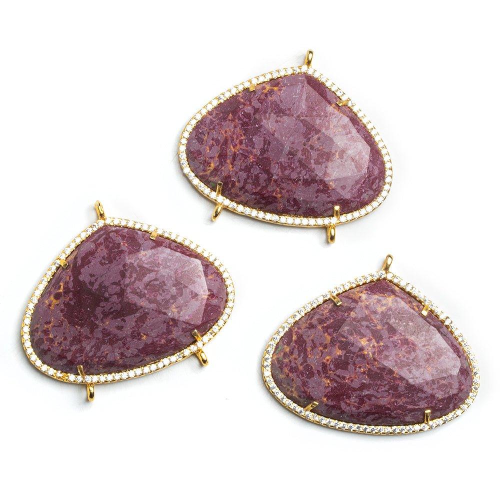 Vermeil CZ Bezel Purple Resin Heart Connector - The Bead Traders