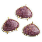 Vermeil CZ Bezel Purple Resin Heart Connector - The Bead Traders