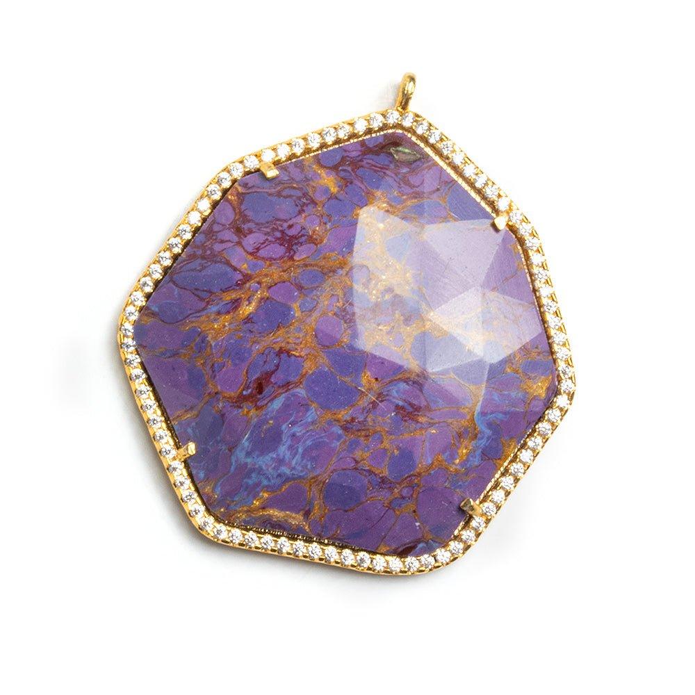 Vermeil CZ Bezel Purple Resin Hexagon Pendant - The Bead Traders