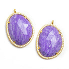 Vermeil CZ Bezel Purple Resin Oval Pendant - The Bead Traders