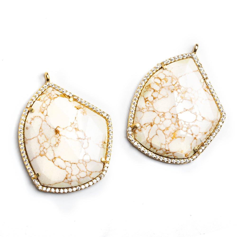 Vermeil CZ Bezel White Resin Fancy Shape Pendant - The Bead Traders