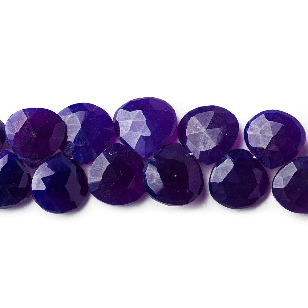 Violet Chalcedony faceted hearts 7.5 inch 49 beads 8x8-9x9mm - The Bead Traders