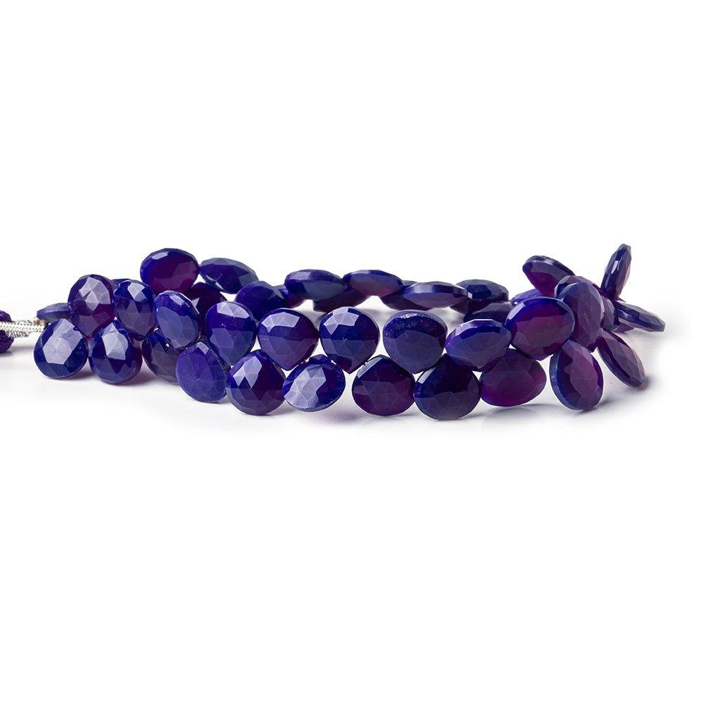 Violet Chalcedony faceted hearts 7.5 inch 49 beads 8x8-9x9mm - The Bead Traders