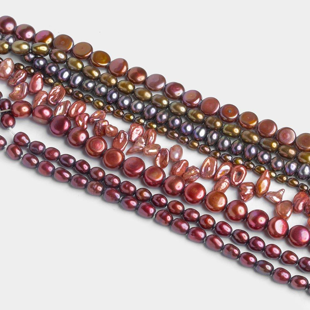 Warm Berry Pearls - Lot of 8 Strands - The Bead Traders