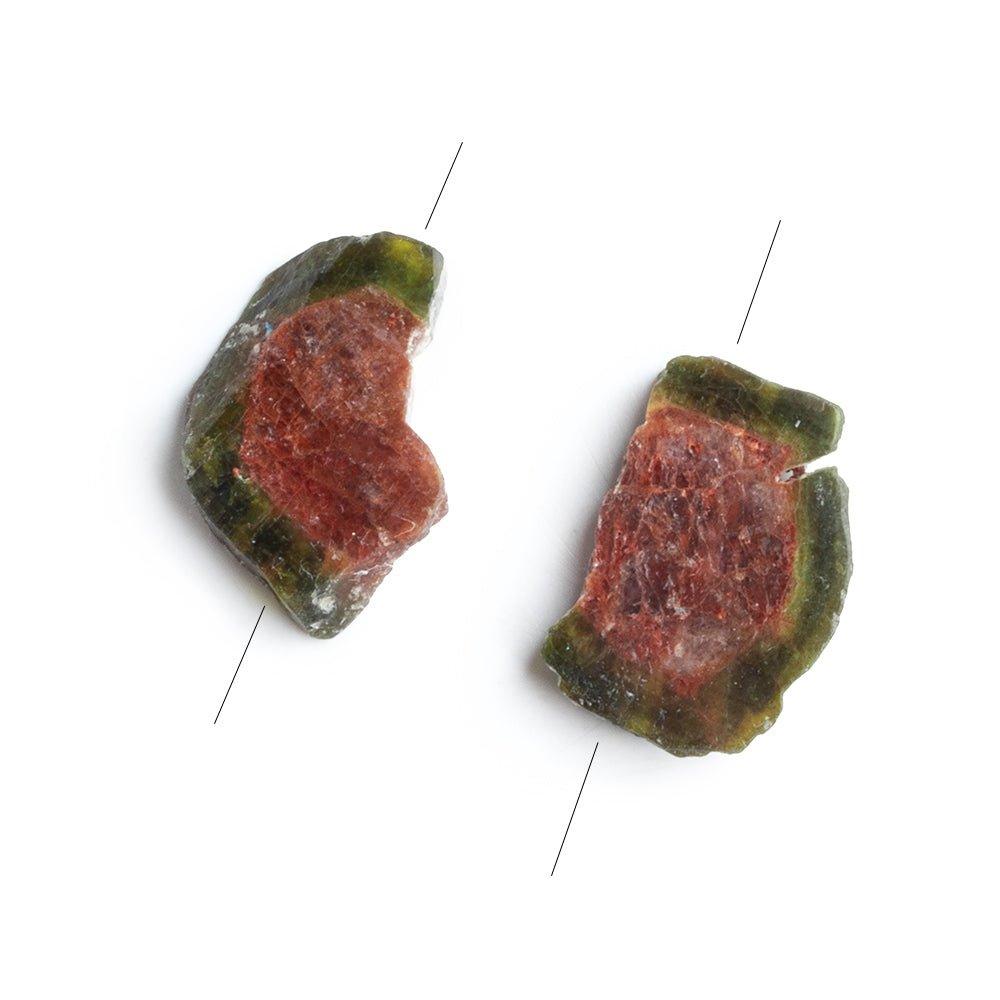 Watermelon Tourmaline Matched Gem Focals Set of 2 - The Bead Traders