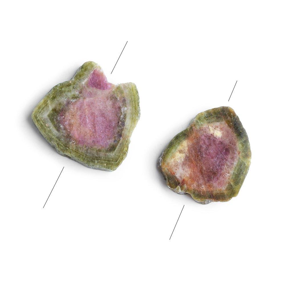 Watermelon Tourmaline Matched Gem Focals Set of 2 - The Bead Traders