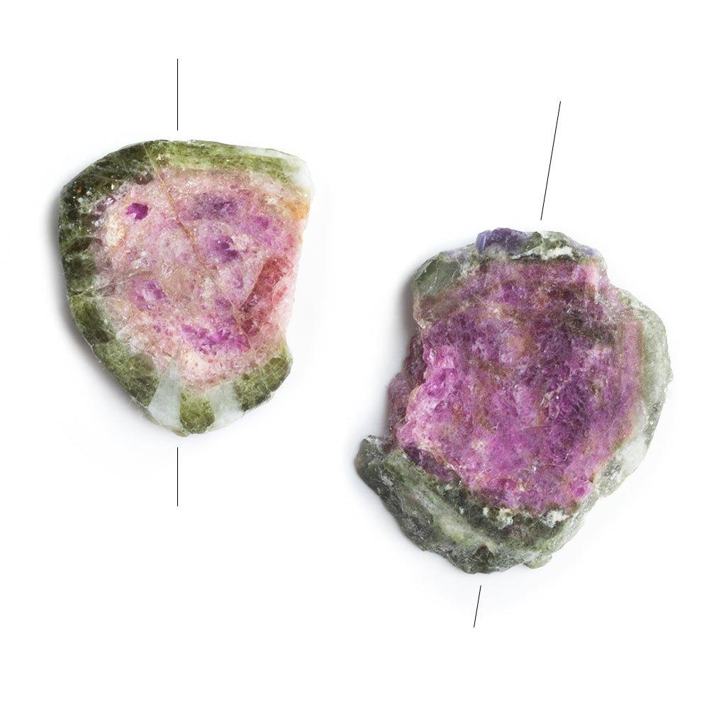 Watermelon Tourmaline Matched Gem Focals Set of 2 - The Bead Traders