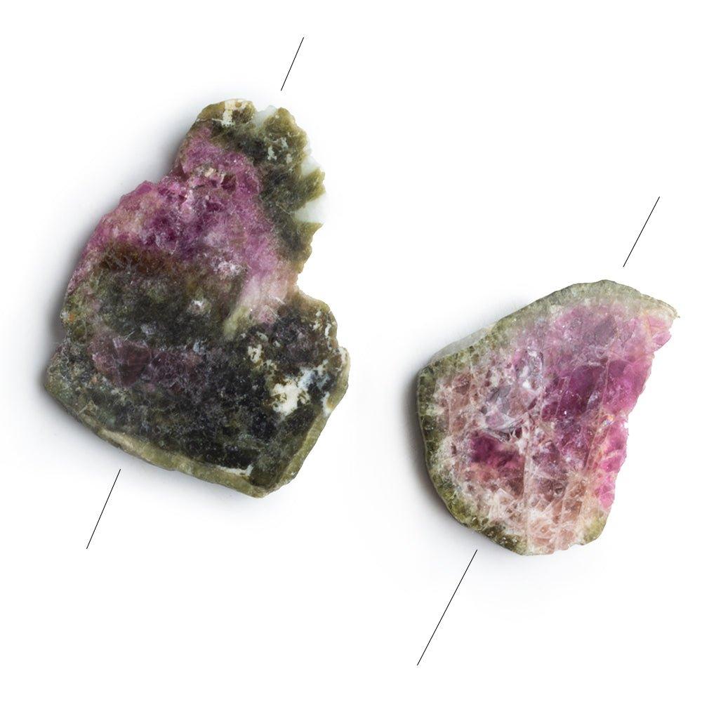 Watermelon Tourmaline Matched Gem Focals Set of 2 - The Bead Traders