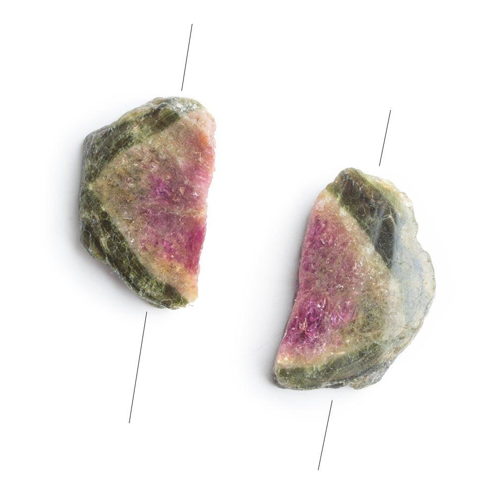 Watermelon Tourmaline Matched Gem Focals Set of 2 - The Bead Traders