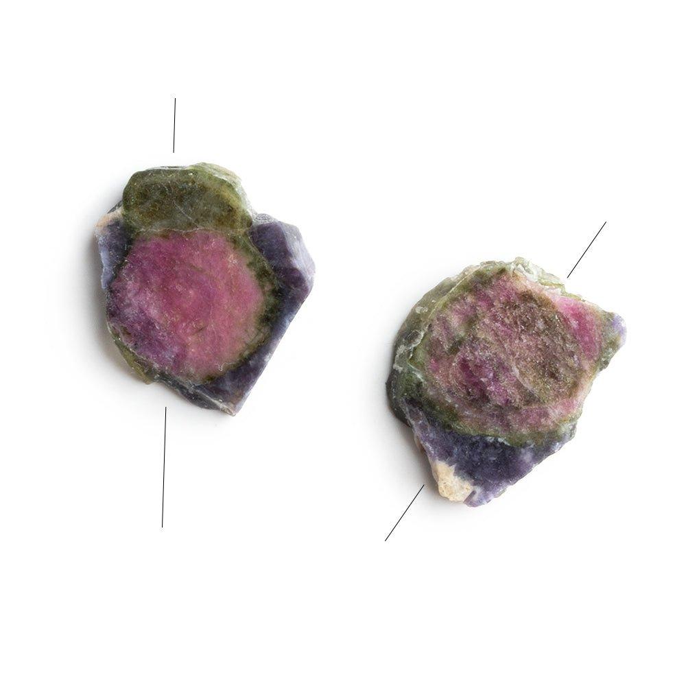 Watermelon Tourmaline Matched Gem Focals Set of 2 - The Bead Traders