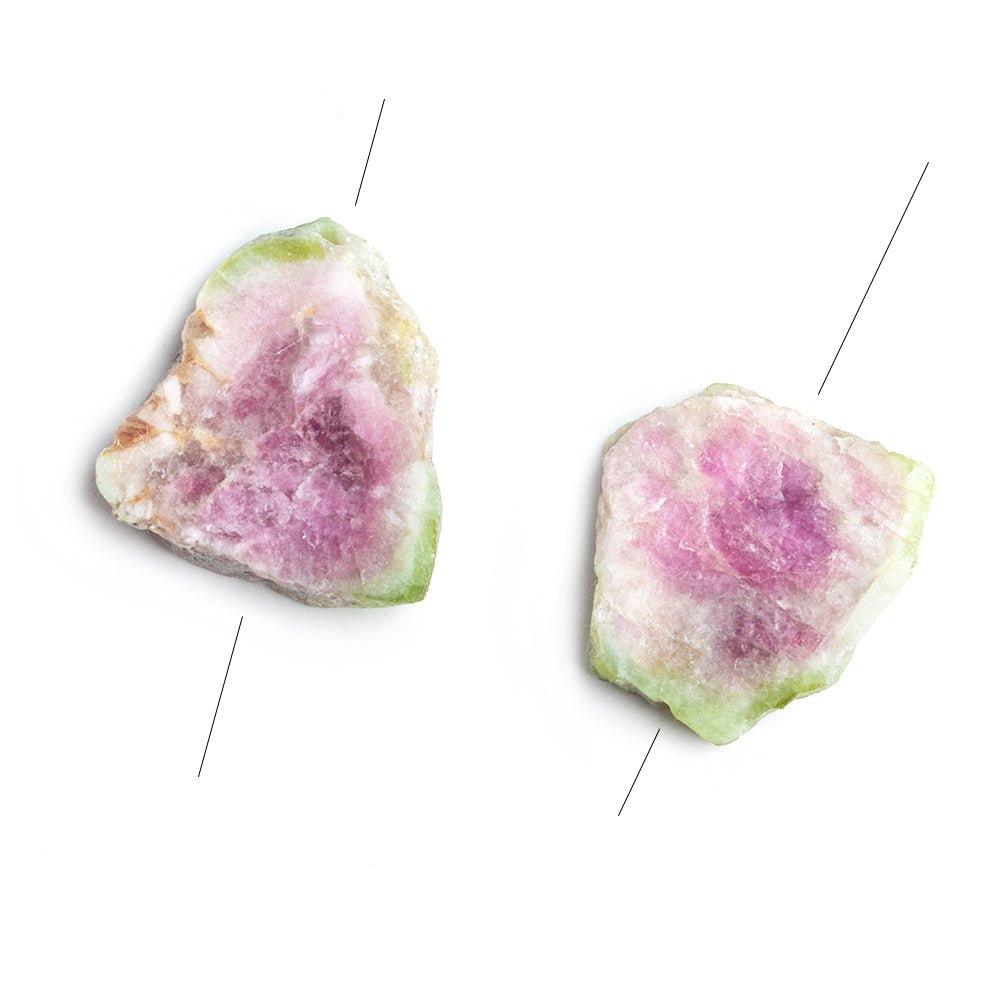 Watermelon Tourmaline Matched Gem Focals Set of 2 - The Bead Traders