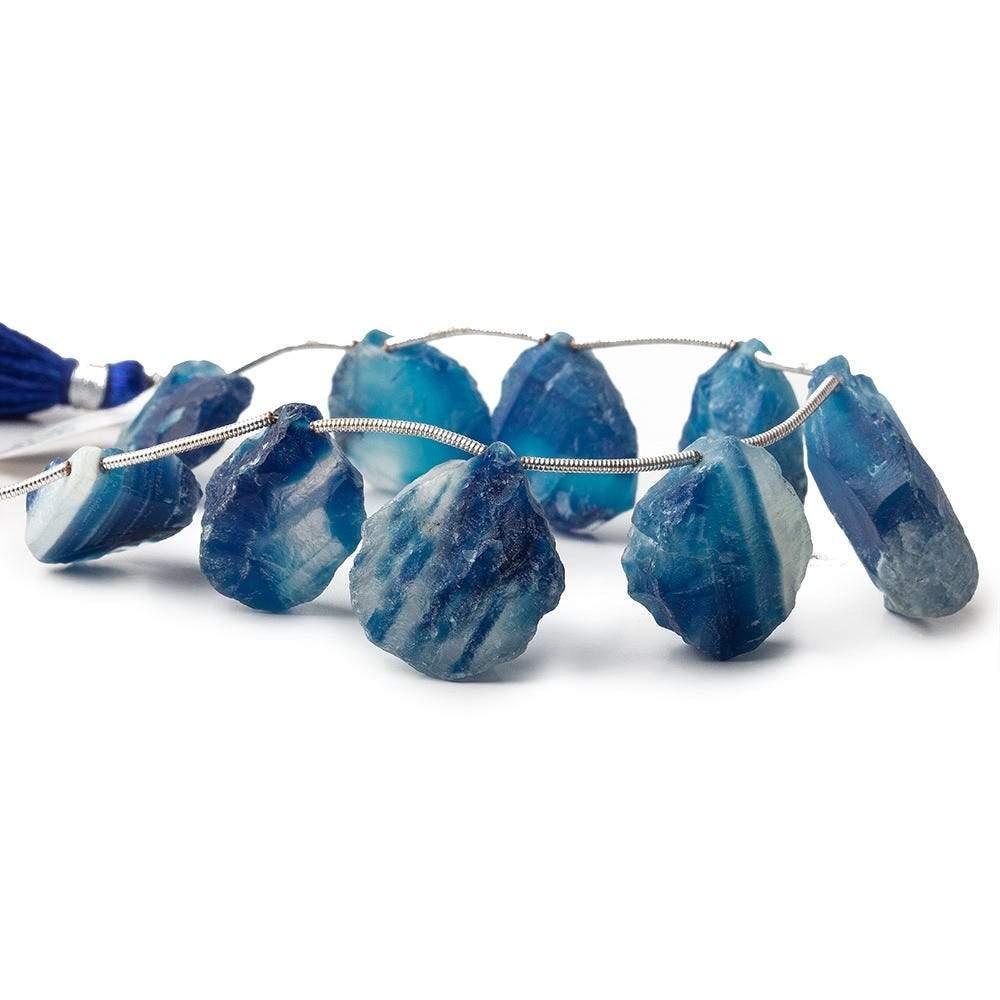 Wave Blue Agate Beads Hammer Faceted Pear - The Bead Traders