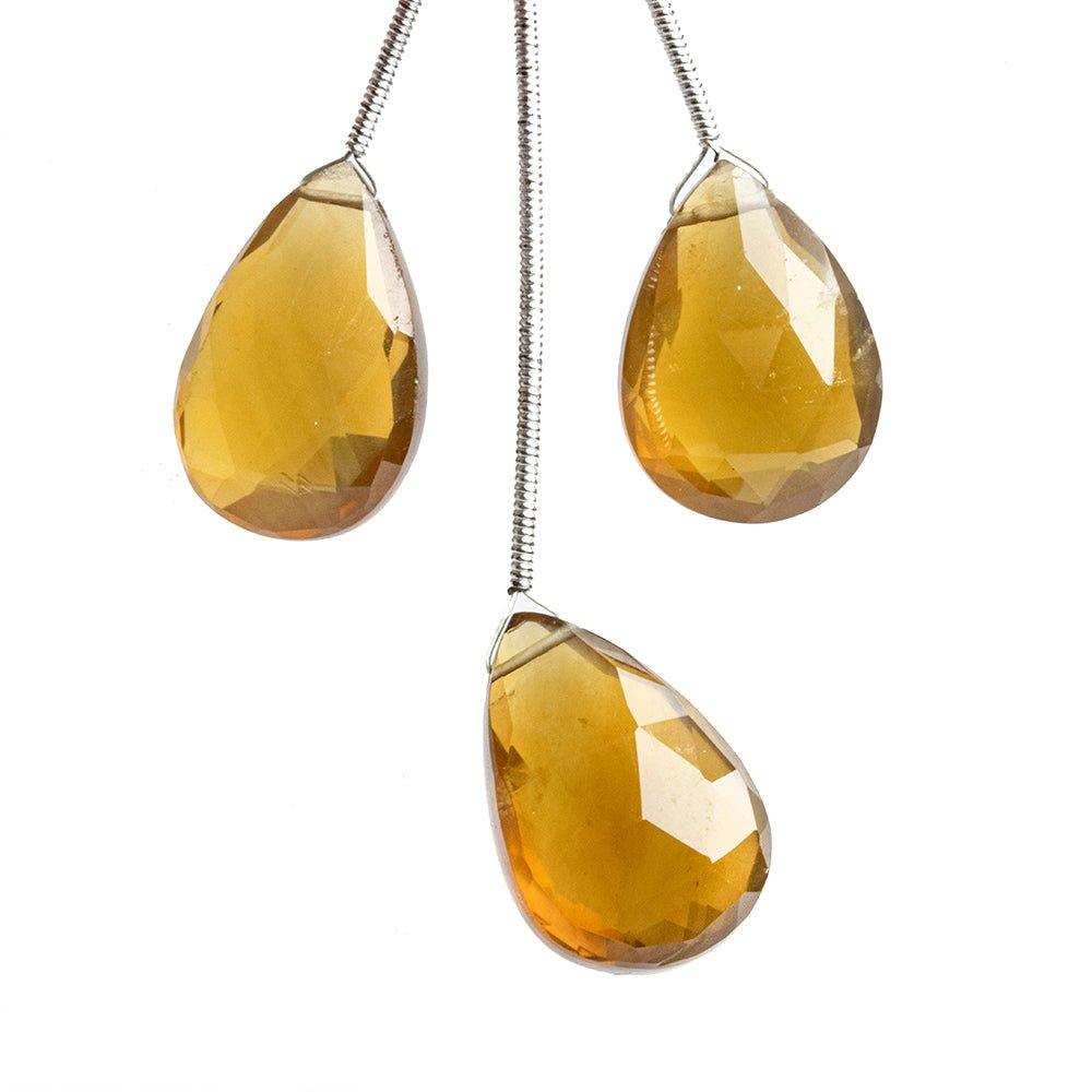 Whisky Quartz Faceted Pear Beads 3 pieces - The Bead Traders
