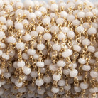 White Agate faceted rondelle Gold Chain by the foot 33 pcs - The Bead Traders