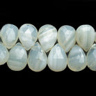 White Banded Agate Faceted Pear Beads 9 inch 36 pieces - The Bead Traders