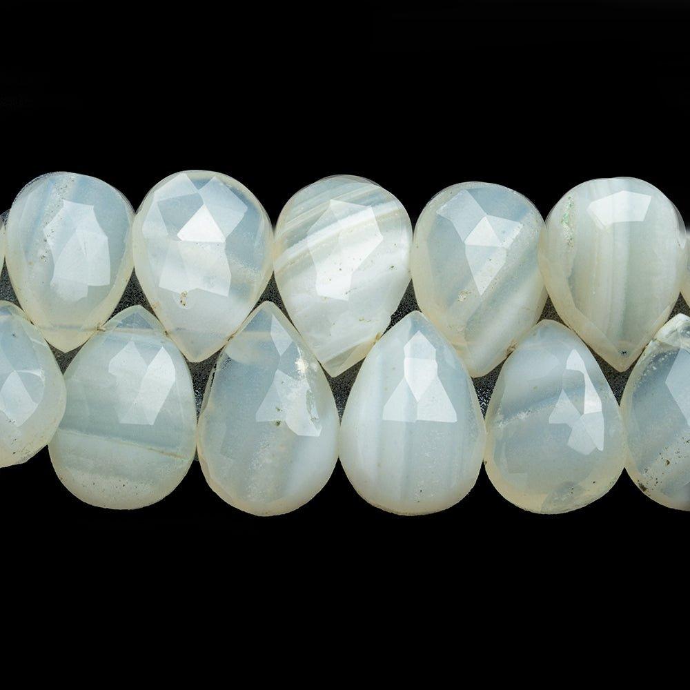 White Banded Agate Faceted Pear Beads 9 inch 36 pieces - The Bead Traders