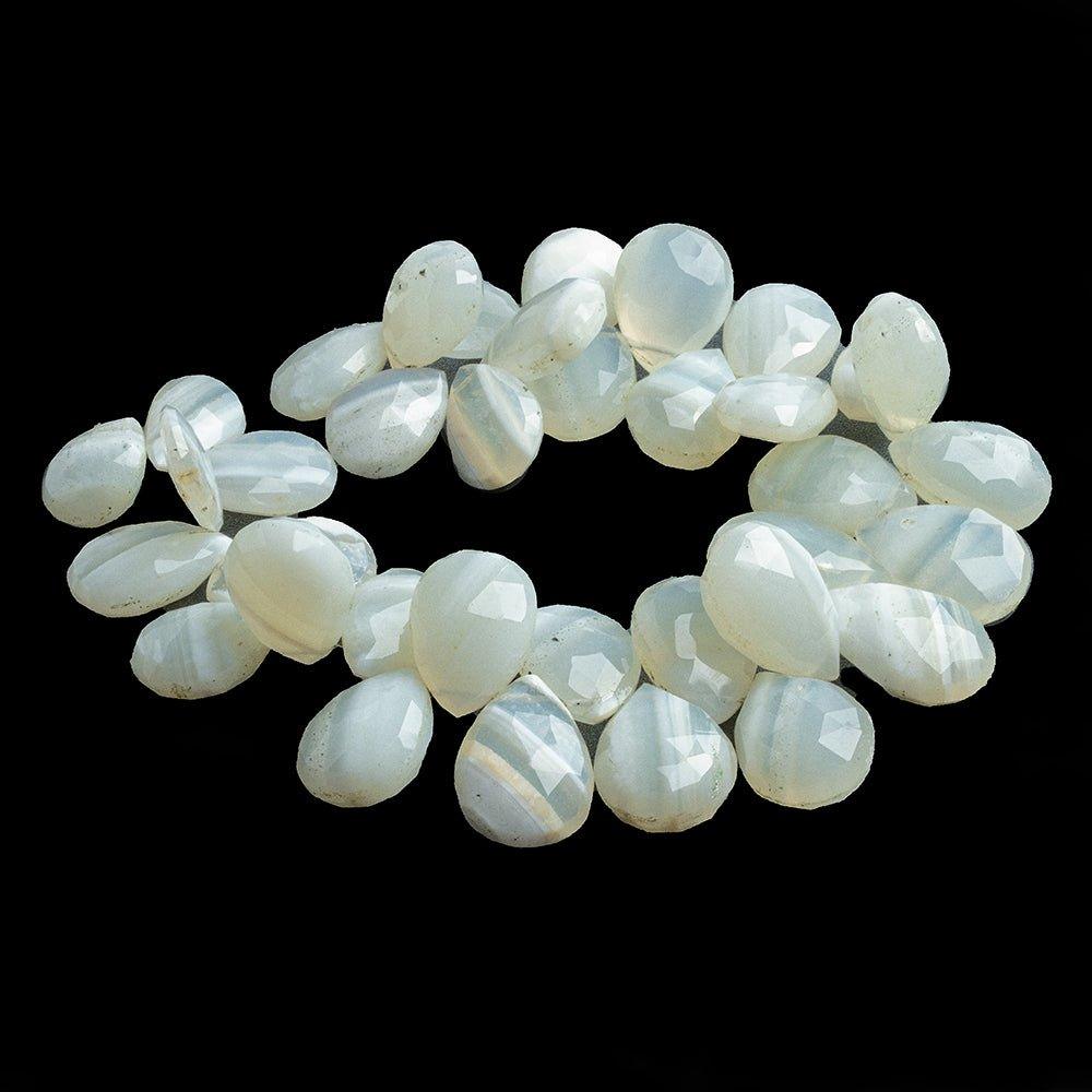 White Banded Agate Faceted Pear Beads 9 inch 36 pieces - The Bead Traders