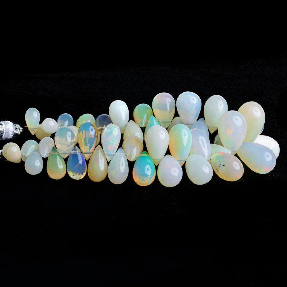 White Ethiopian Opal Plain Teardrop Beads 5 inch 44 pieces - The Bead Traders