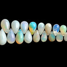 White Ethiopian Opal Plain Teardrop Beads 5 inch 44 pieces - The Bead Traders