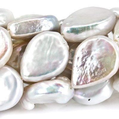 White Freshwater Pearls Straight Drilled 15-16mm Pears - The Bead Traders