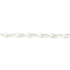 White Howlite Faceted Rondelle Silver Chain by the foot - The Bead Traders