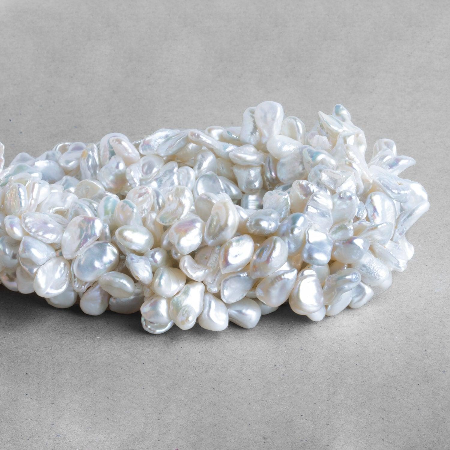 White Keshi Pearls 15 inch 55 beads - The Bead Traders