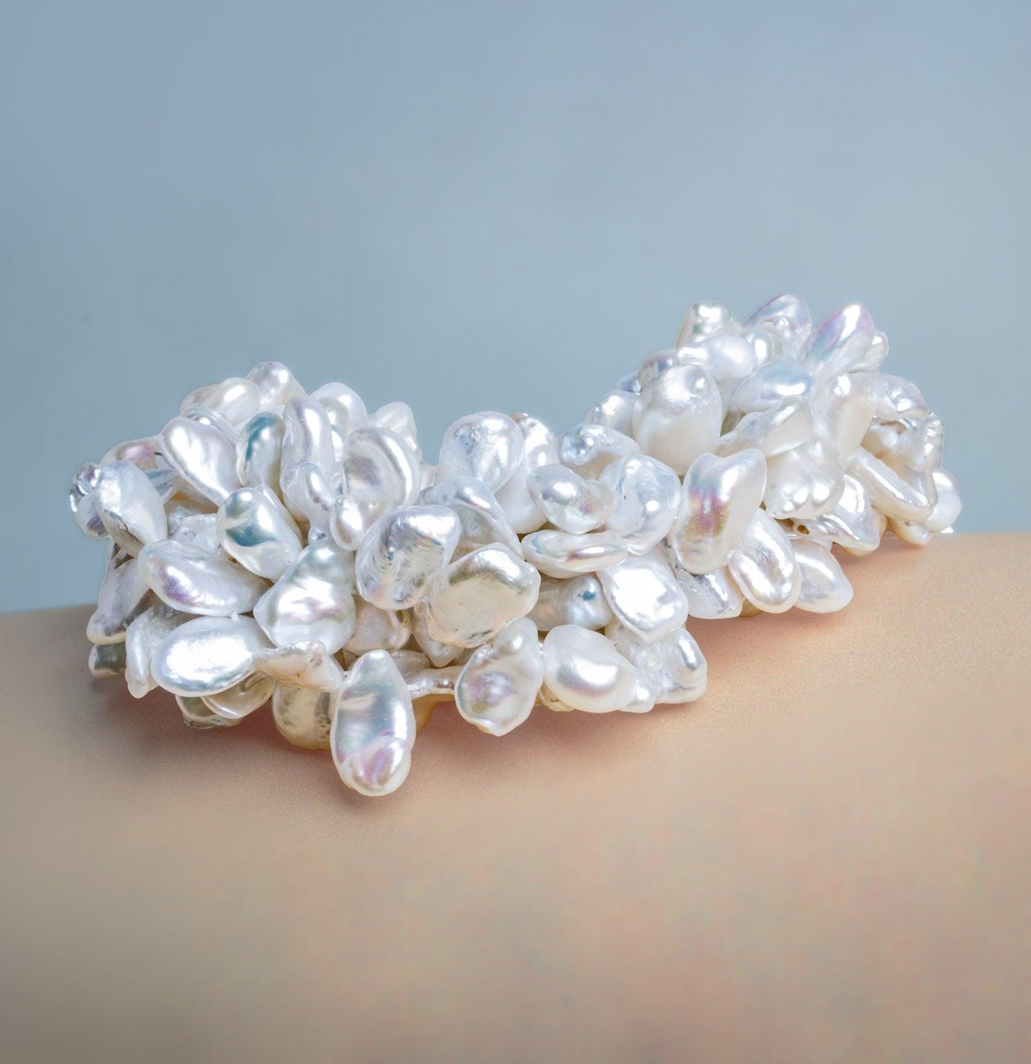 White Keshi Pearls 15 inch 55 beads - The Bead Traders