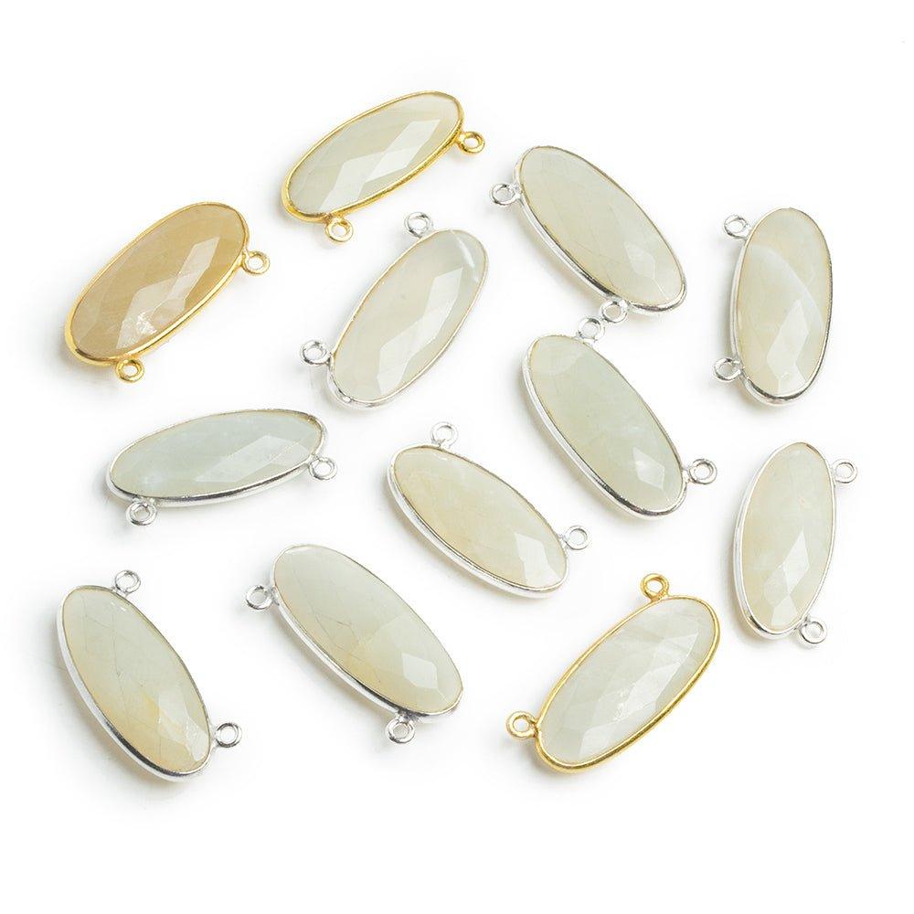 White Moonstone Bezeled Connectors - Lot of 12 - The Bead Traders