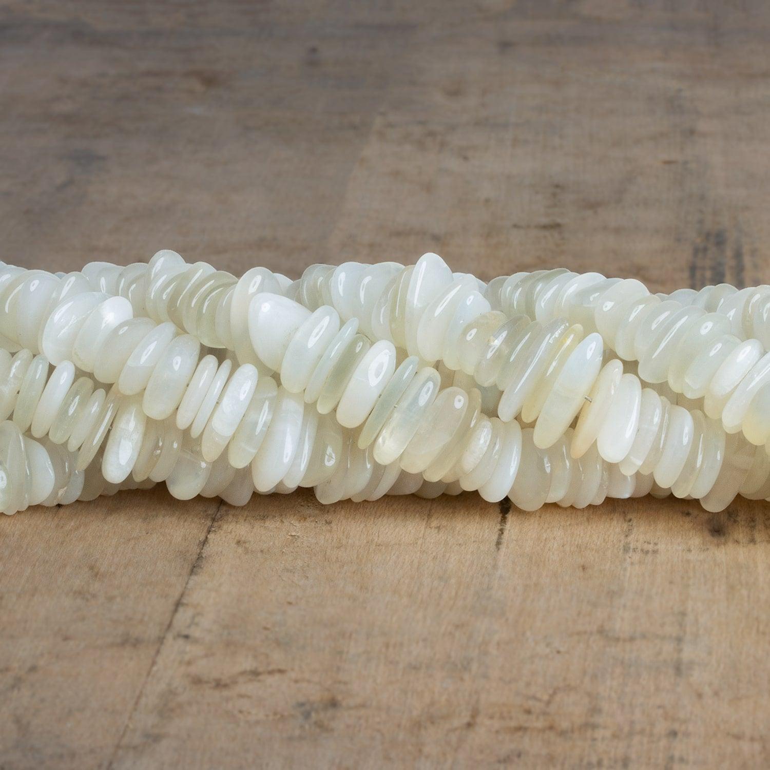 White Moonstone Long Chips 7.5 inch 70 beads - The Bead Traders