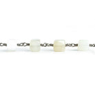 White Moonstone Plain Cube Black Gold Chain by the Foot 21 pieces - The Bead Traders