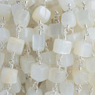 White Moonstone Plain Cube Silver Chain by the Foot 23 pieces - The Bead Traders