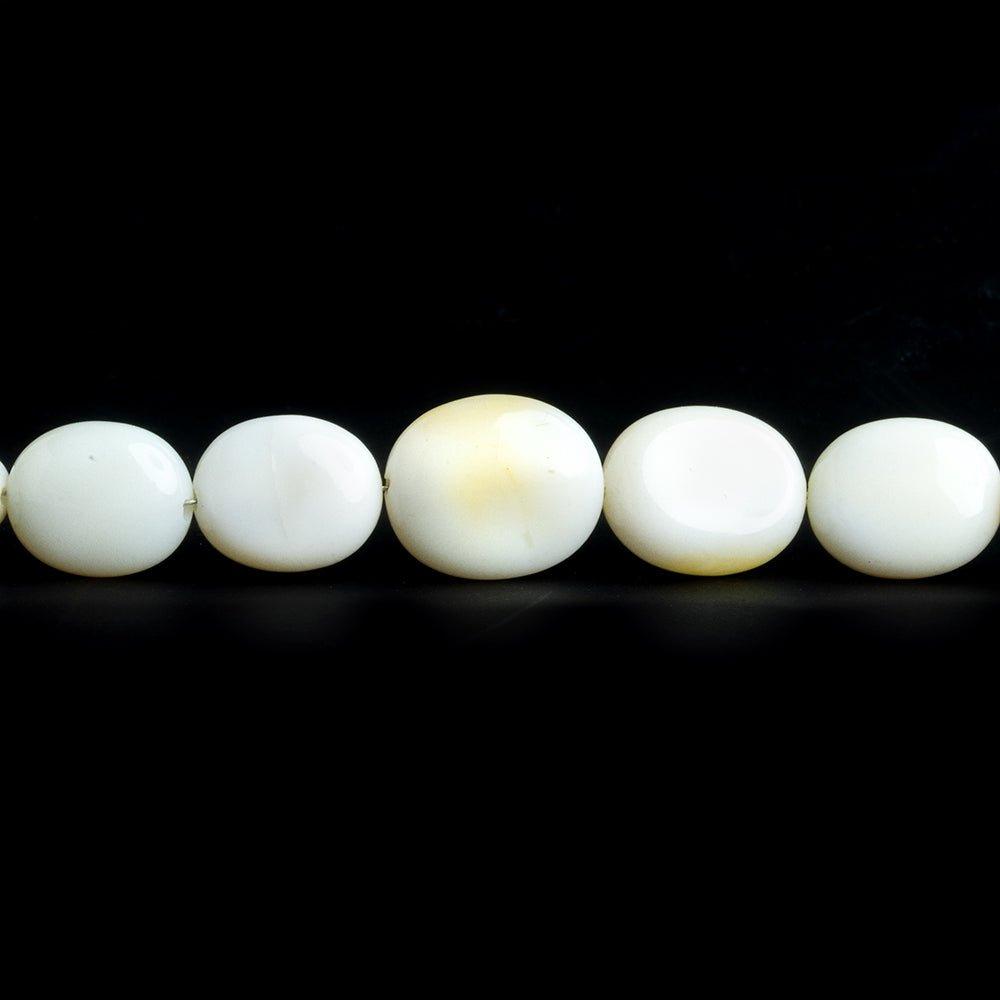 White Opal Plain Oval Beads 18 inch 42 pieces - The Bead Traders
