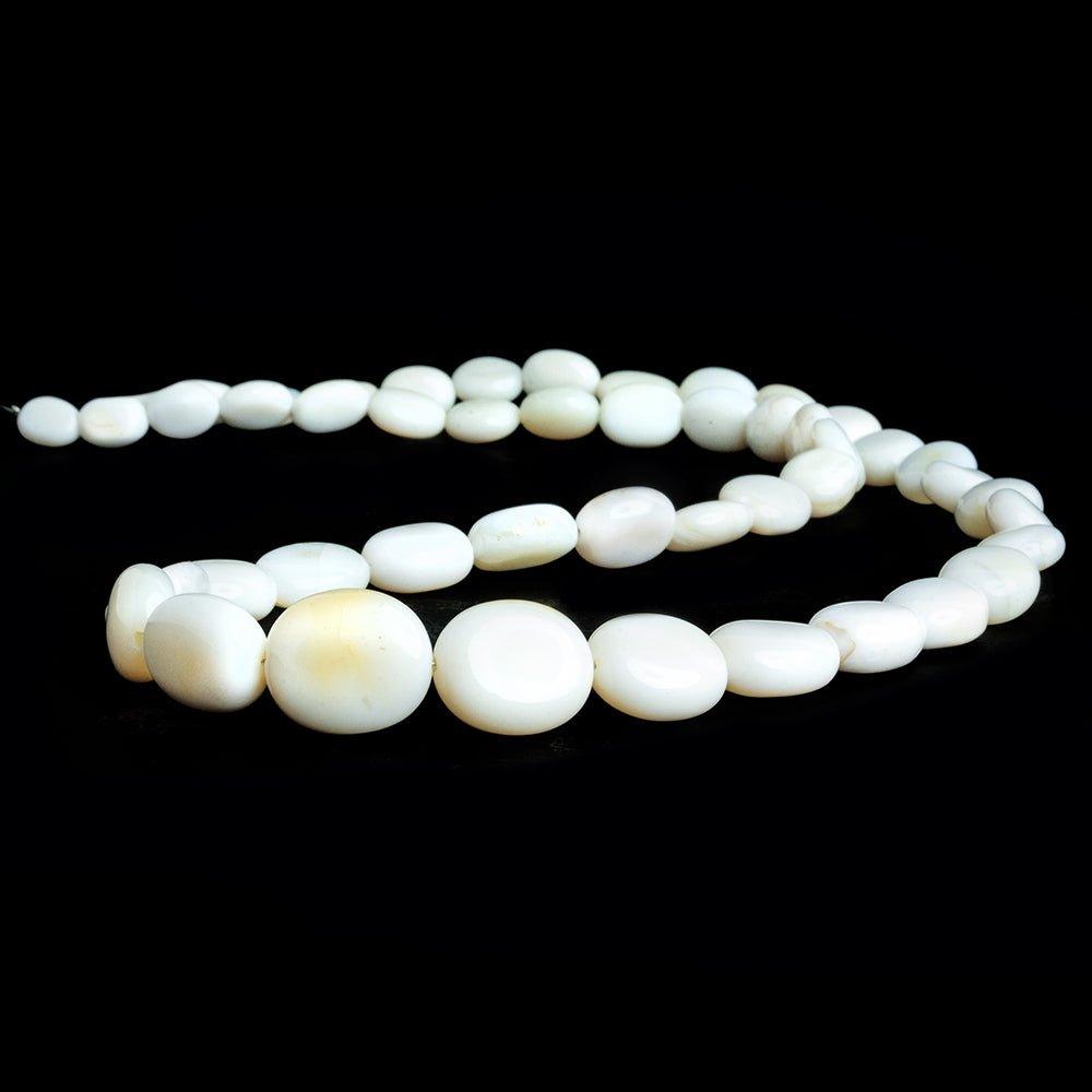 White Opal Plain Oval Beads 18 inch 42 pieces - The Bead Traders