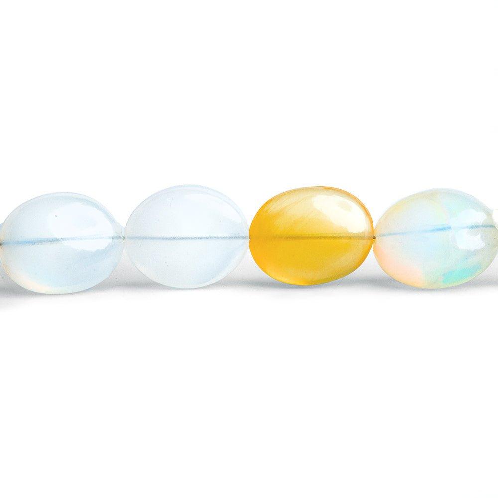 White Opal Plain Oval Beads 7 inch 13 pieces - The Bead Traders
