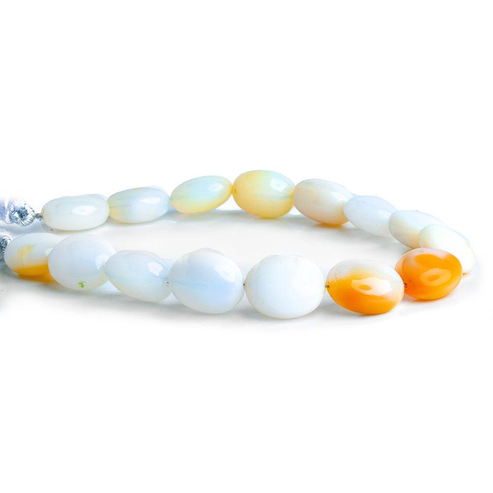 White Opal Plain Oval Beads 7 inch 13 pieces - The Bead Traders