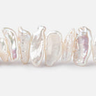 White side drilled Biwa freshwater pearls 14 inch 41 pieces 13x7-20-9mm - The Bead Traders