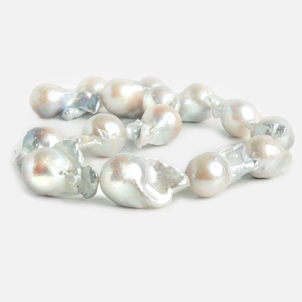White Ultra Baroque Freshwater Pearls 16 inch 15 pieces - The Bead Traders