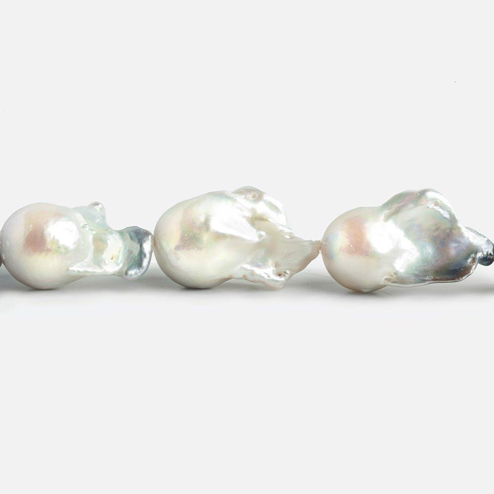White Ultra Baroque Freshwater Pearls 16 inch 15 pieces - The Bead Traders